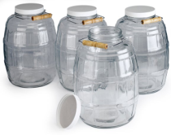 Conjunto de (4) botellas de vidrio de 10 L con tapones revestidos de PTFE