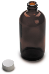 Botella, almacenamiento, vidrio, ámbar, 237 mL, paquete de 6 con tapones