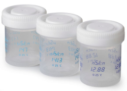 3 frascos serigrafiados de 50 ml para calibrar medidores de conductividad de sobremesa Sension+