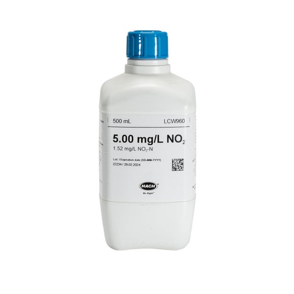Patrón de nitrito, 5,0 mg/L NO₂ (1,52 mg/L NO₂-N), 500 mL