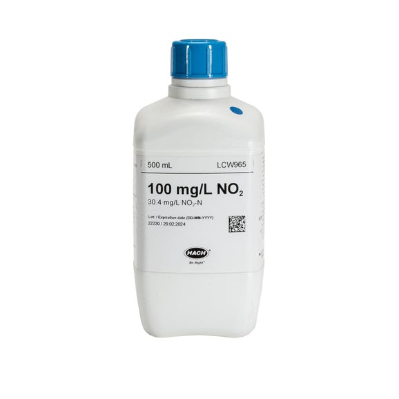 Patrón de nitrito, 100 mg/L NO₂ (30,5 mg/L NO₂-N), 500 mL