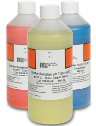 Kit de solución tampón, codificado por colores, pH 4,01, pH 7,00 y pH 10,01, 500 mL
