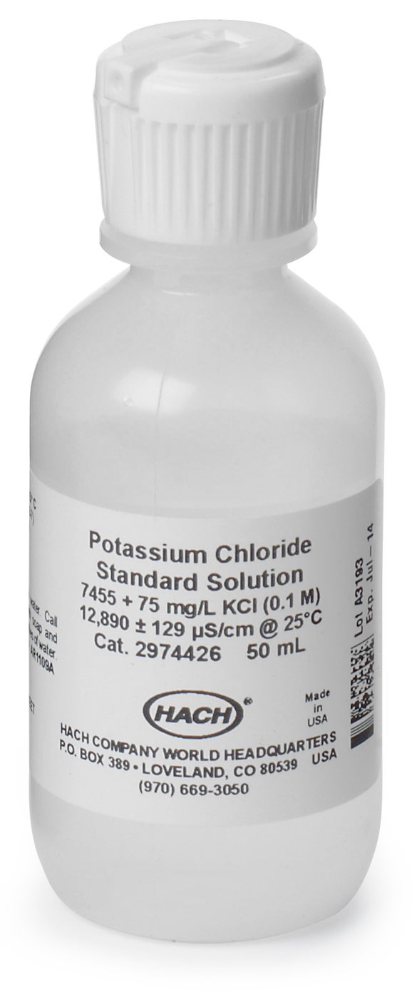 Solución estándar de conductividad, 12890 µS/cm, KCl, 50 mL