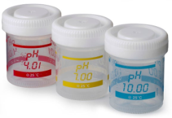 3 frascos serigrafiados de 50 ml para calibrar los medidores de pH de sobremesa Sension+