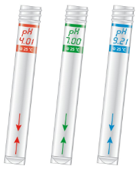 3 tubos de calibración serigrafiados de 10 mL para calibración de pH en medidores portátiles Sension+