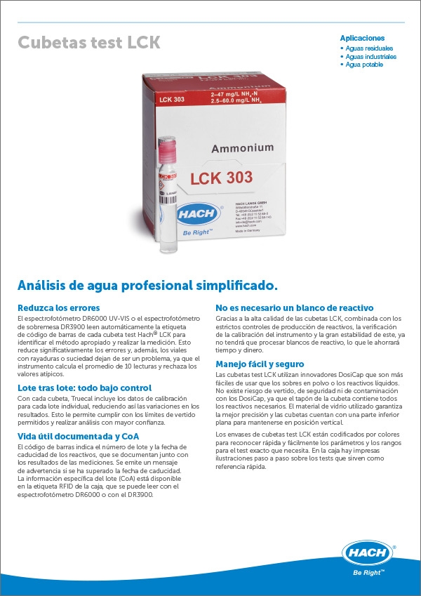 Sistema de cubetas test LCK